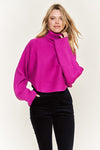 Mock neck wide sleeves top