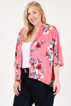 Plus Size Floral Short Sleeve Cardigan