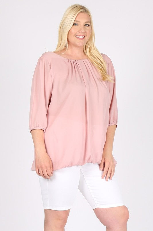 Plus Size Ruffle Round Neck Top