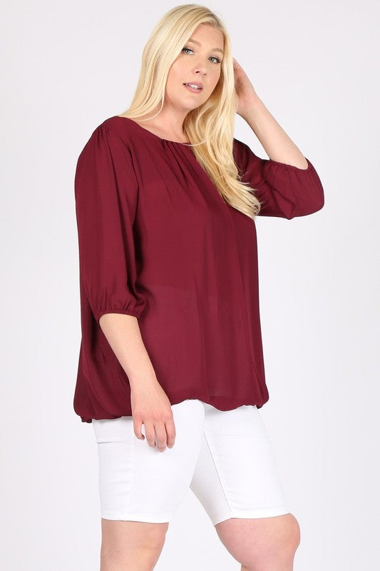 Plus Size Ruffle Round Neck Top