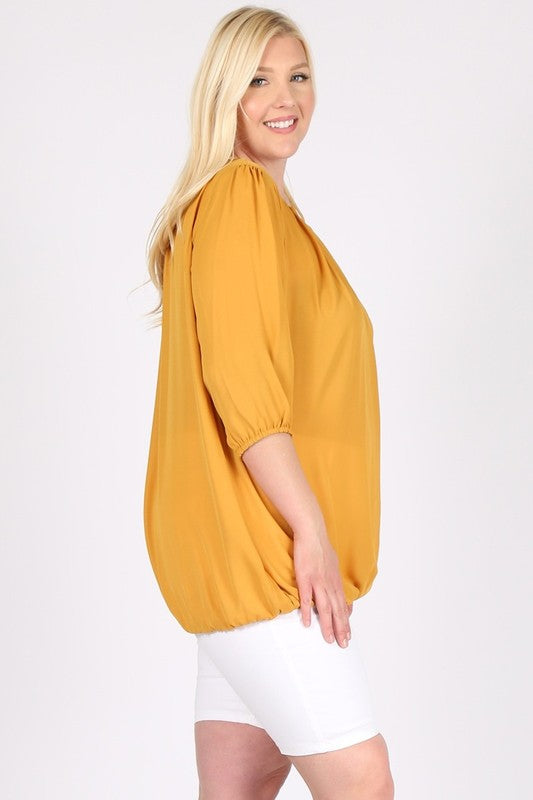 Plus Size Ruffle Round Neck Top