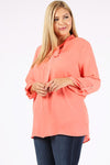 Plus Size Tie V-Neck Top