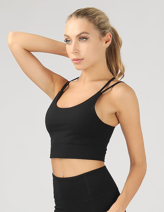 Split Shoulder Strap Crop Top