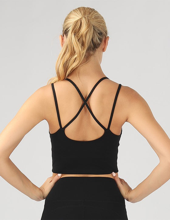 Split Shoulder Strap Crop Top