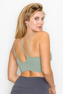  Cross Back Front Slit Sports Bra