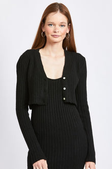  CROPPED RIBBED CARDIGAN