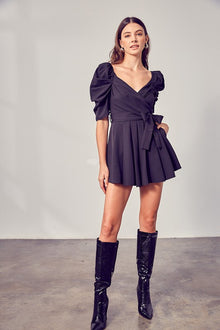  Wrap Front Side Tie Romper