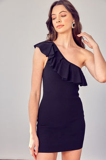  One Shoulder Ruffle Dress