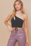 One Shoulder Ruched Crop Top