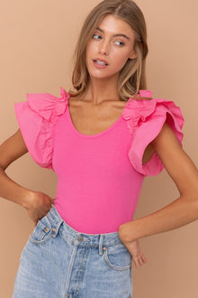  Shoulder Puff Ruffle SLV Bodysuit