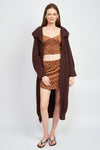 Dark Brown Lapel Maxi Cardigan