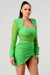 Lady Gaga fashion shoulder pad mini dress