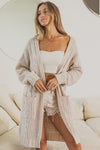 Twist Knitted Open Front Cardigan With Pockets