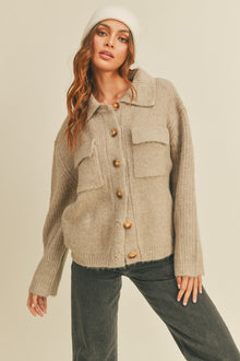  Rib Knit Shirt Cardigan