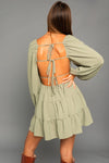 Long Sleeve Open Back Dress