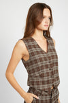 PLAID BUTTON UP VEST