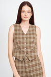 PLAID BUTTON UP VEST