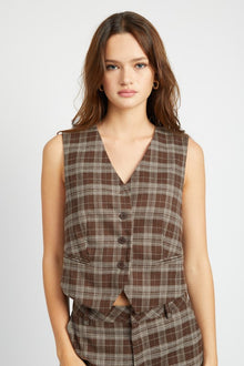  PLAID BUTTON UP VEST