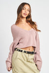 LONG SLEEVE V NECK CROP TOP