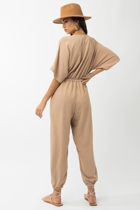 Dolman Sleeve Surplice Jumpsuit