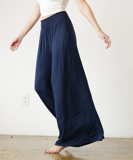 SMOCK ELASTIC WAIST MAXI PALAZZO