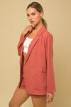 Double Breasted Blazer in Coral