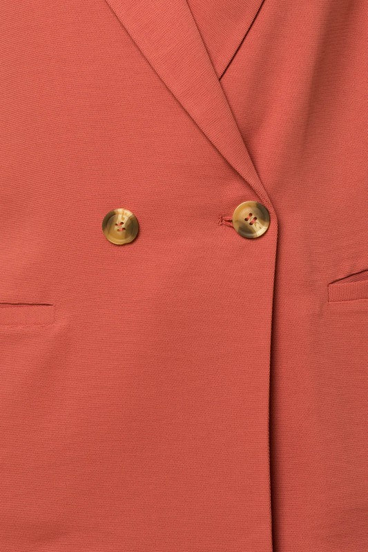 Double Breasted Blazer in Coral