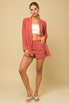 Front Pleated Shorts in Coral