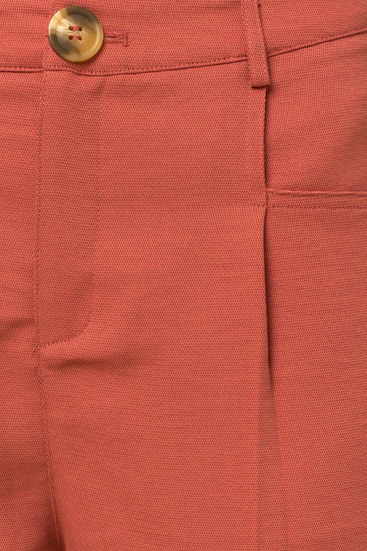 Front Pleated Shorts in Coral