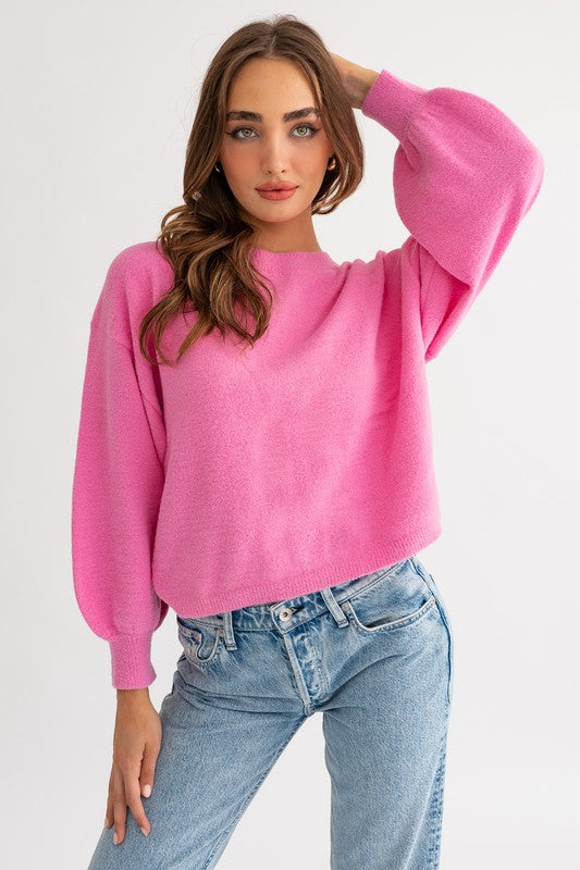 Fuzzy Sweater with Back Ruched