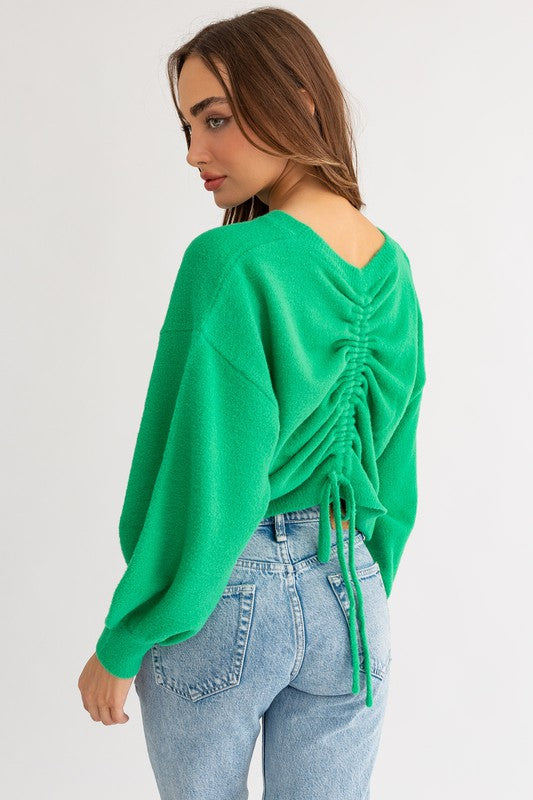 Fuzzy Sweater with Back Ruched