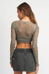 CREW NECK RUCHED BUST CROP TOP