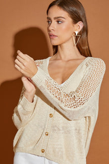  Hollow Detail Cardigan Sweater