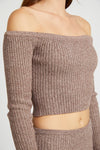 OFF SHOULDER LONG SLEEVE KNIT TOP