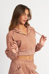 CONTRASTED ZIP-UP HOODIE