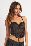 PEEKABOO CORSET TOP WITH LACE DETAIL