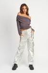 METALLIC CARGO PANTS