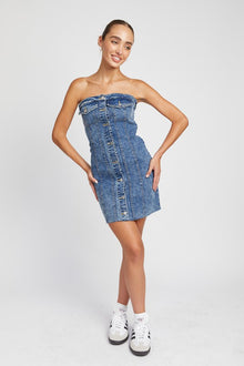  BUTTON DOWN TUBE DENIM DRESS