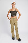 LOW WAIST CARGO FLARED PANTS