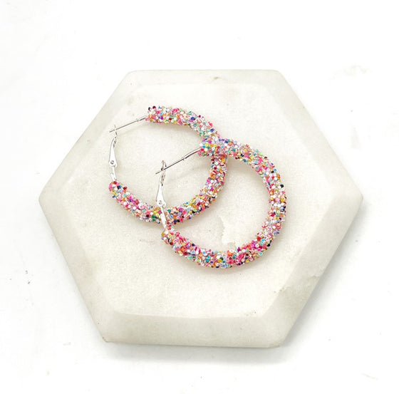 Confetti Multi-Color Sequin Glitter Hoop Earrings