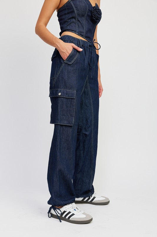 CONTRAST STITCHING DENIM PANTS