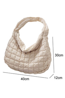  Beige Quilted Zipper Large Jennie  Shoulder Bag