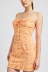 EYELET CORSET MINI DRESS