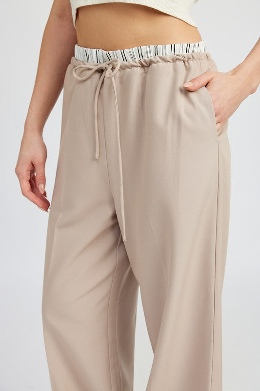 DOUBLE WAIST STRAIGHT LEG PANTS