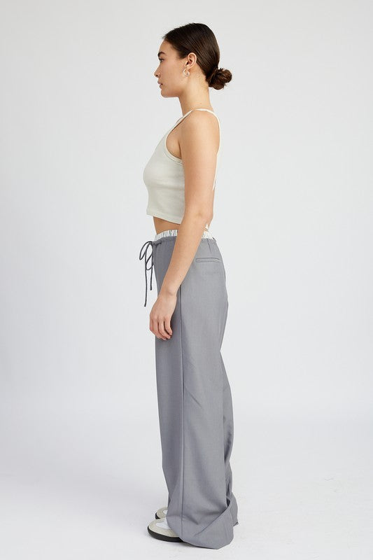 DOUBLE WAIST STRAIGHT LEG PANTS