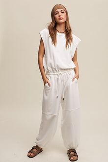  Athleisure French Terry Loose Jogger Jumpsuit