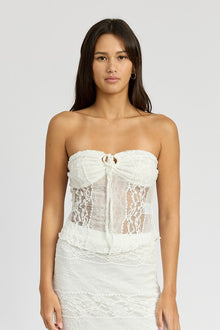  KEYHOLE STRAPLESS TOP WITH FRONT TIE