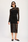 MOCK NECK MIDI LACE DRESS