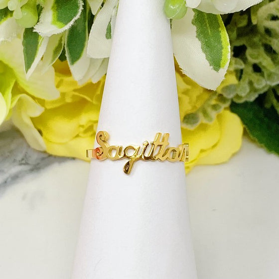 Scripted Zodiac Ring