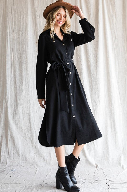 Button Down Shirt Long Dress